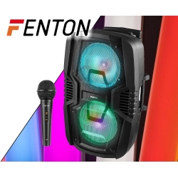 Głośnik mobilny Fenton 2x10" FT210LED, zestaw karaoke z Bluetooth - 700W